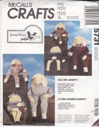 5731 22.5'' MR. HUMPTY DUMPTY, 16'' MISS HUMPTY DOLL PATTERN